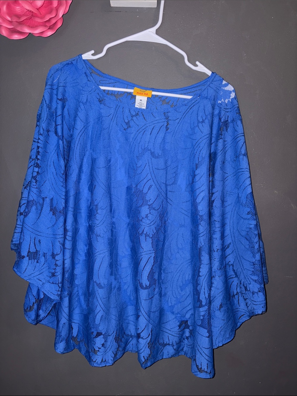 Ruby Rd. Royal Blue Lace-Overlay Tunic